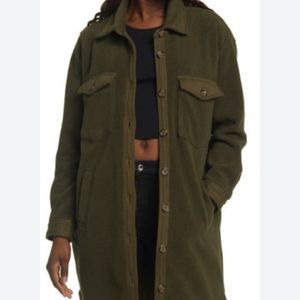 Blank nyc long shacket green shirt jacket